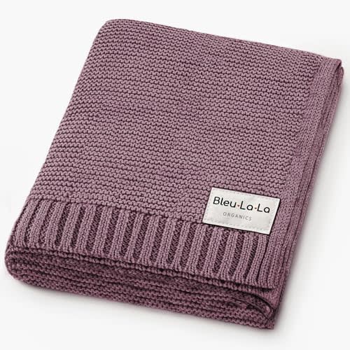 100% Organic Cotton Heritage Knit Textured Baby Quilt Blanket - Signature Heritage Knit, Soft Breathable Newborn Baby Blanket (Heritage - Plum)
