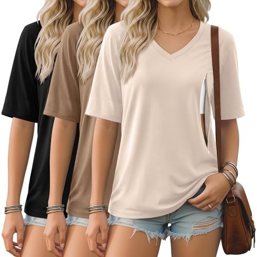 Neer 3 Pack Women's Nursing Shirts Breastfeeding Tops