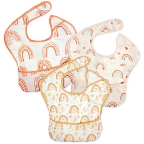 3-Pack Waterproof Baby Bibs for Eating - Lightweight Feeding Bibs, Mess Proof, Baby Essential Must Have for Eating