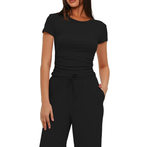 Darong Women's 2 Piece Matching Lounge Set Short Sleeve Travel Outfit