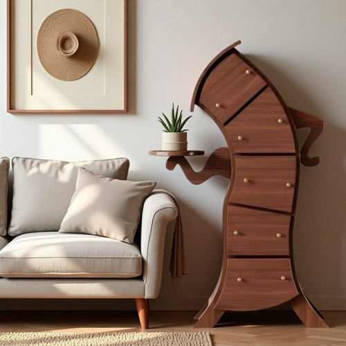 Trinx Solid Wood Multi-Drawer Storage Cabinet in Walnut Color | Wayfair