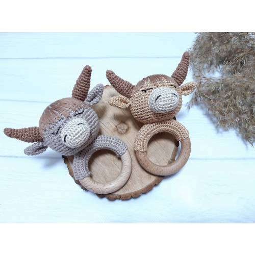 Crochet cow Crochet baby rattle Crochet highland cow Crochet animal cow Highland cow baby Cow crochet Crochet rattle Highland cow nursery