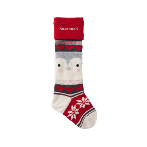 Natural Fair Isle Christmas Stocking Collection - Penguin, personalized