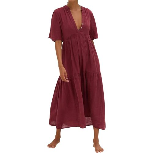 R.Vivimos Womens Summer Cotton Casual Flowy Maxi Dress