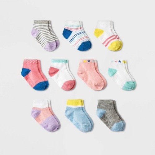 Baby Girls' 10pk Ankle Socks - Cat & Jack™ Pink