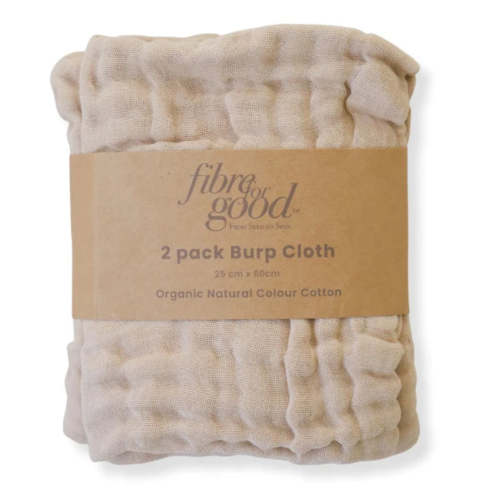 Fibre For Good Undyed Organic Cotton Muslin Burp Cloths 2 Pack Brown – Baby Kingdom