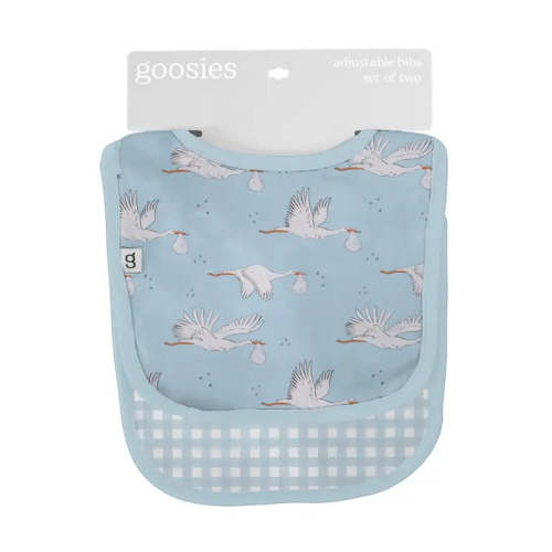 Bib Set - Stork/Blue Gingham – Goosies