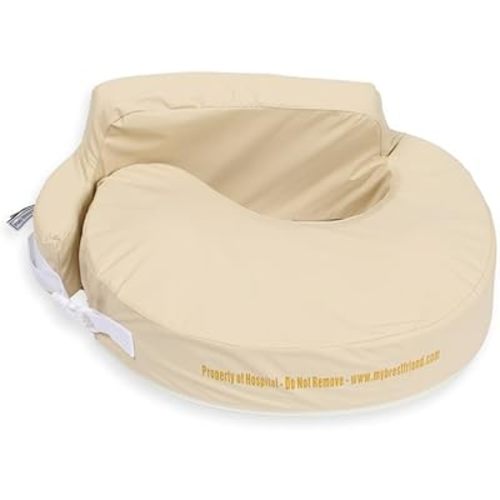 My Brest Friend Super Deluxe Nursing Pillow for Breastfeeding and Bottlefeeding with Lumbar Support, Convenient Pocket and Removable Slipcover, Professional, Sand