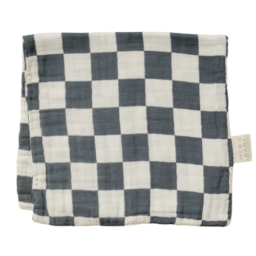 Charcoal Checkered Muslin Burp Cloth