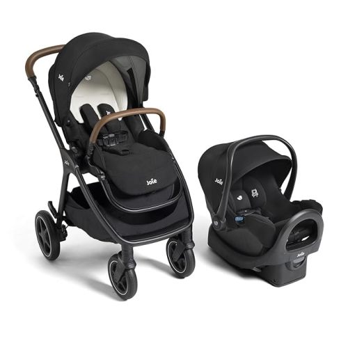 Joie Baby, Kava and Rue Travel System - 4-in-1 Stroller, Lightweight Infant Car Seat & Anti-Rebound Base, All-Wheel Suspension, Reversible Seat (Dove)