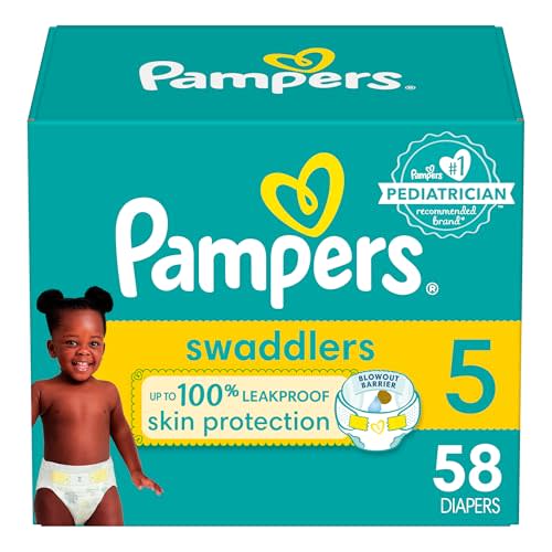 Pampers Baby Diapers - Swaddlers - Size 5, 58 Count, Ultra Absorbent Disposable Infant Diaper