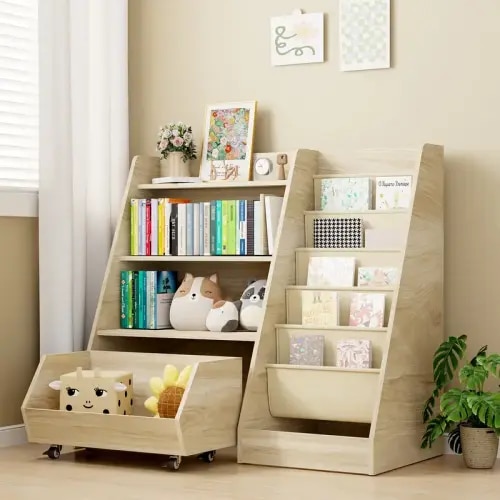 【Summer Turn-Up】4-Tier Rolling Wood Toy Storage Cabinet for Kids, - TikTok Shop