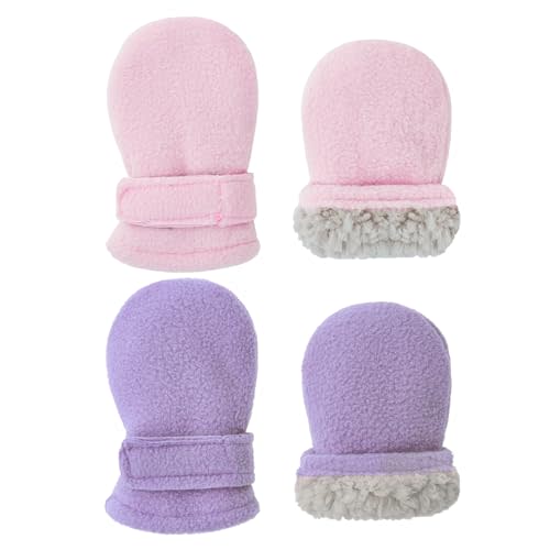 American Trends 2 Pairs Toddler Mittens Unisex Lined Fleece Gloves Winter Warm kids Mitten for Baby Boys and Girls
