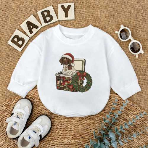 German Shorthaired Pointer Christmas Romper, Santa Hat GSP Dog Outfit, Camo Cooler Holiday Romper, Funny Christmas Dog Lover Gift