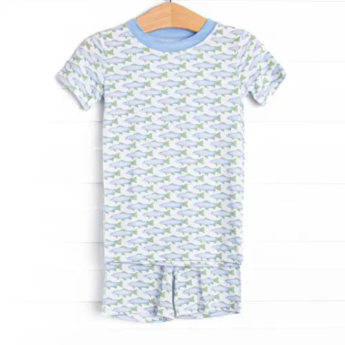 Bamboo Pajama Short Set, Blue 12-18M