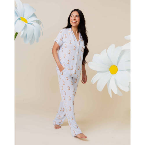 Sir Hops A Lot Women's Short Sleeve Collar Shirt & Pants Pajama Set