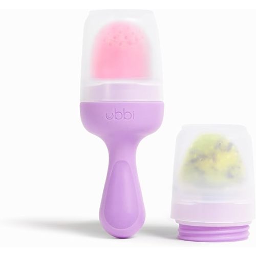 Ubbi Baby Food Feeder, Infant Teething Relief, BPA-Free, Safely Introduce Solids and Self Feeding, Freezable Popsicle Molds, Dishwasher Safe, Smoothie Purple