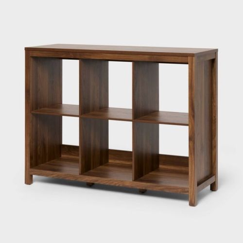 33.62'' Tall 13" 6-Cube Horizontal Shaker Style Storage Cubbies Walnut Brown - Brightroom™