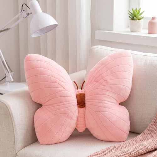 PEACH CAT Butterfly Pillow Decorative Butterfly Shaped Throw Pillows 15.7" x 15.7" Cute Plush Cushion Decor for Bedroom Living Room Sofa Couch Pink