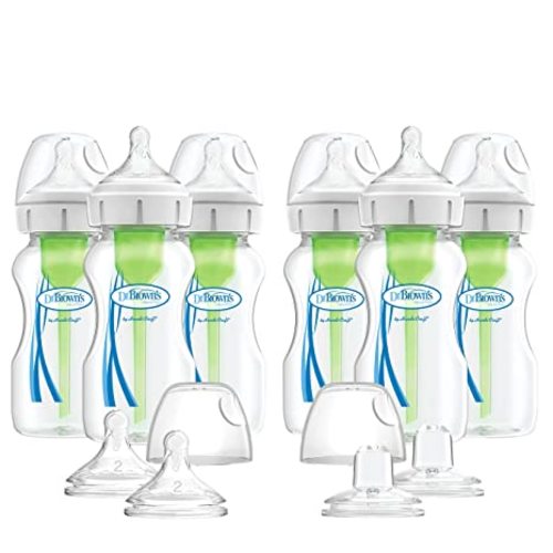 Dr. Brown's Anti-Colic Options+ Wide-Neck Baby Bottle Set, 9 oz, 6-Pack
