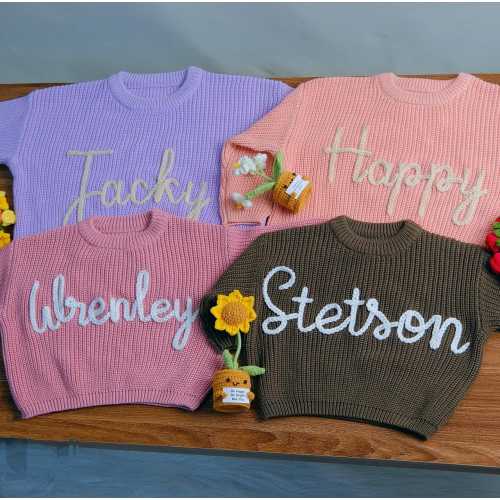 Custom Name Baby Sweaters | Personalized Hand Embroidered Name Baby Sweaters | Unique Baby Sweater | Baby shower gift