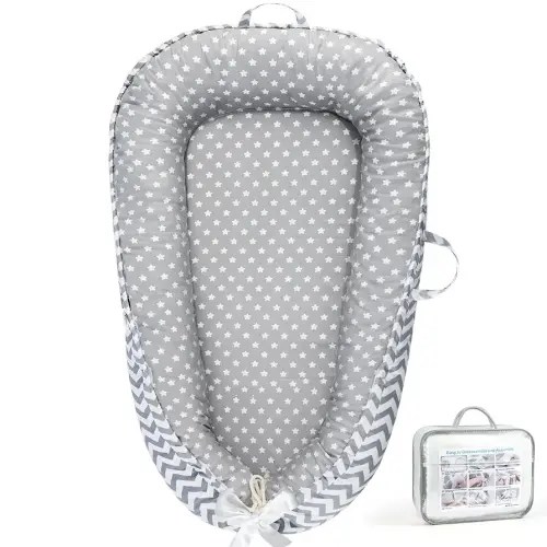 KISS GOLD Baby Lounger - Breathable Soft Cotton Cover Baby Lounger Nest, Babies Essentials Gifts, Portable Infant Lounger for Baby Tummy Time Floor Playing Seated Support for Home and Travel