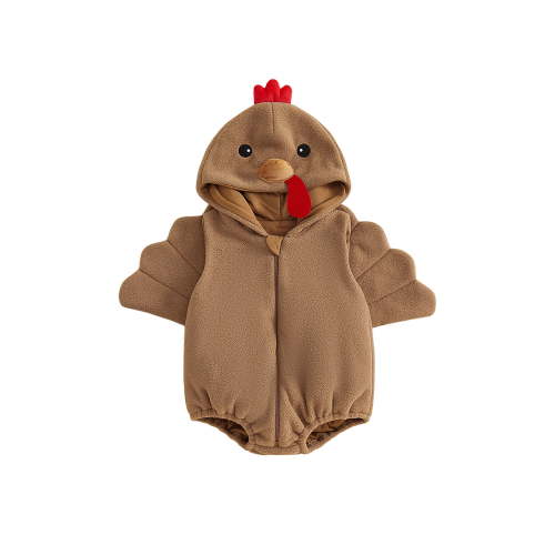 RUINIXCW Newborn Baby Girl Boy Thanksgiving Turkey Costume Kids Halloween Spider Costume Infant Baby Boy Girl Fall Winter Clothes Warm Fleece Romper Sleeveless Hooded Zip Up Bodysuit Jumpsuit