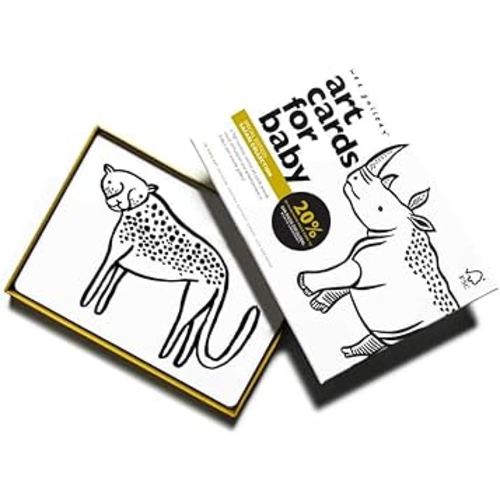 Wee Gallery Black and White Art Flash Cards for Babies, High Contrast Educational Animal Picture Cards