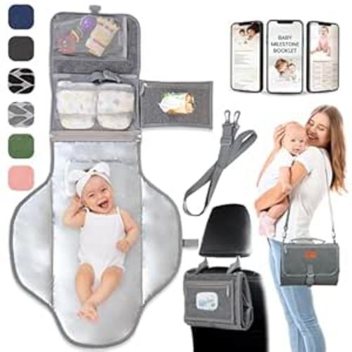 Portable Changing Pad for Baby – Soft, Comfortable Portable Diaper Changing Pad with Wipes Pockets, Waterproof and Easy to Clean – Baby Registry Search, new born baby essentials must haves, baby stuff