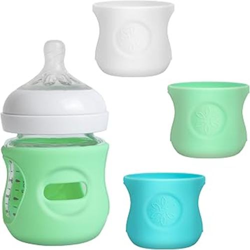3 Pack Silicone Sleeves for Philips Avent Natural Bottle, Food Grade Silicone Anti Breakage Baby Bottles Holder, Compatible with Philips Avent Glass Natural Baby Bottle 4oz
