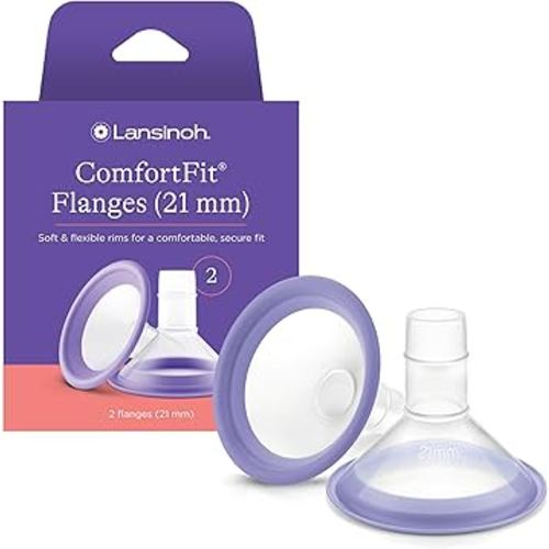 Lansinoh ComfortFit Breast Pump Flanges, Size 21mm, 2 Count