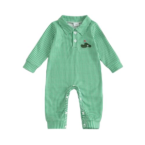 mlpeerw Baby Boy Girl Fall Winter Clothes Newborn Golf Embroidery Romper Long Sleeve Jumpsuit Cute Infant One-piece Outfit