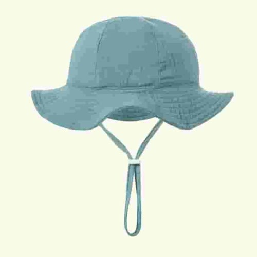 Lovskoo Infant Bucket Hat Wide Brim Baby Summer Sun Protection Floppy Fashion Solid Color Sun-hat Outdoor Cute Sunscreen Blue 3-12 Months