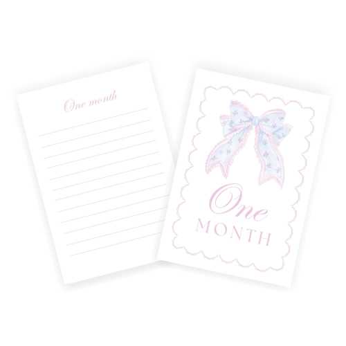 Grandmillennial Blue & Pink Toile Art Milestone Cards | Girl