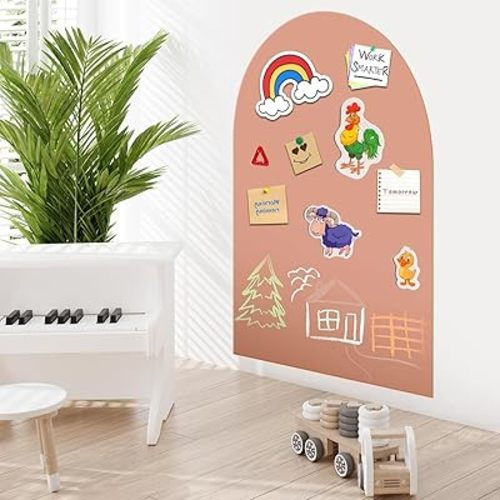 Magnetic Wall Decal Arch: 31" x 39" Magnetic Chalk Board Sticker -for Kids & Playroom（Milk Tea）
