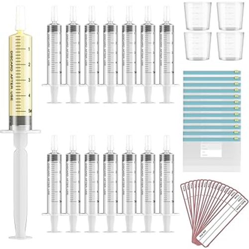 120 Sets 5ml Colostrum Collector Kit Include No Needle Colostrum Syringes with Caps 1mlx120, Stickerx120, 20ml Measuring Cupx4, Ziplock Storage Bagx12 for Breastmilk Collector