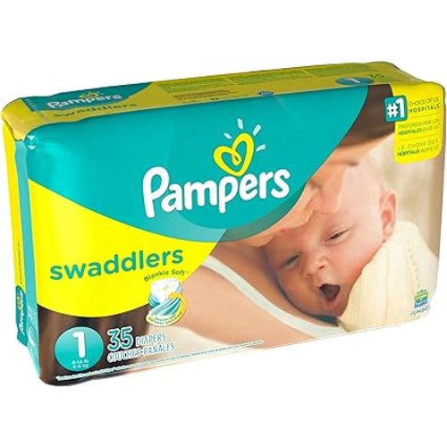 Pampers Swaddlers Diapers Newborn Size 1 (8-14 lb), 35 Count, Jumbo