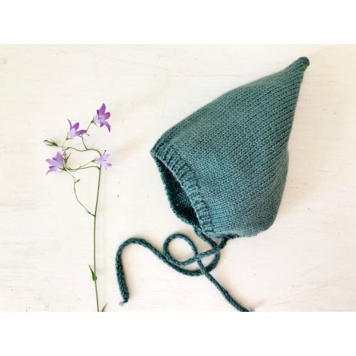 Dusty mint Sage alpaca merino baby girl boy pixie bonnet Knit wool kidS Spring infant hat Preemie String ties Newborn Photo clothes Shower