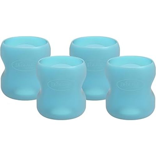 Dr. Brown's Options+ Wide-Neck Glass Bottle Sleeve, 100% Silicone, Blue, BPA-Free, 5 oz, 4-Pack