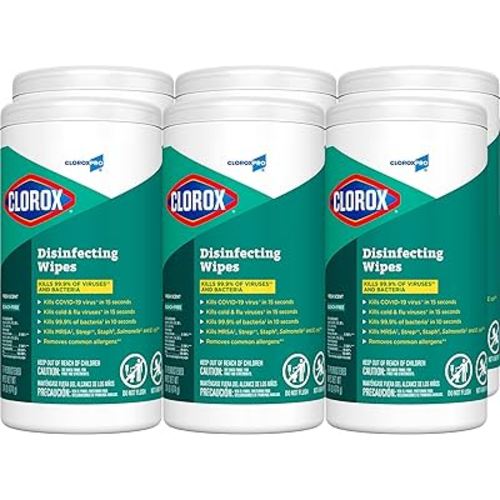 CloroxPro Clorox Disinfecting Wipes, Fresh Scent, 75 Count, Pack of 6 (Package May Vary)