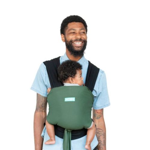 Moby Easy-Wrap Baby Carrier - Newborn & Up - Olive/Onyx: Cotton, Buckle Closure, Hybrid Design, 8-33 lb Capacity, Hands-Free Usage