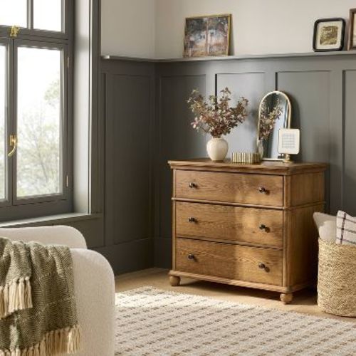 Classic 3 Drawer Wooden Vertical Dresser Aged Oak - Hearth & Hand™ with Magnolia