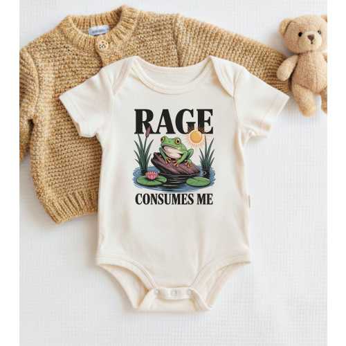Rage Consumes Me Frog Onesie®, Funny Baby Infant Shirt, Hilarious Baby Gift, Silly Bodysuit