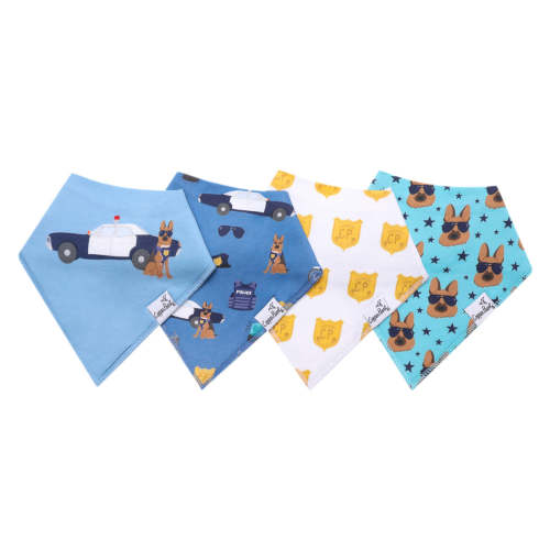 4 Pack Baby Bandana Bibs - Police Officer