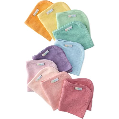 River 10-Pack Baby Terry Washcloths 100% Organic Cotton Absorbent for Baby and Toddler Boys & Girls, Sunny Pink Rainbow, One Size