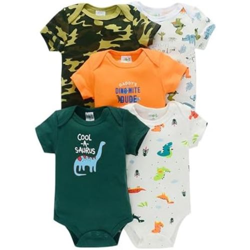 5pcs Newborn Infant Toddler Rompers Unisex Funny Letter Print Cute Bodysuits