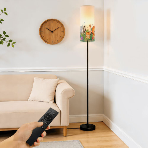 Bay Isle Home™ Floor Lamp Jungle animals frame design for kids African baby zoo tropical forest Dimmable Modern Standing Lamp with Remote Control Footswitch Bulb Lampshade Tall Pole Corner Lamp for Living Room Bedroom Office | Wayfair