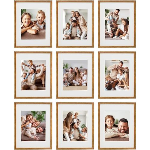 Sheffield Home 9 Piece Gallery Wall Frame Set, 11x14 in. matted to 8x10 in. (Matte Black)