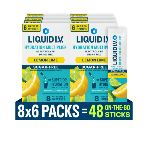 (8 pack) Liquid I.V.® Lemon Lime Sugar-Free Hydration Multiplier® Powdered Electrolyte Drink Mix, 6 Count Packets
