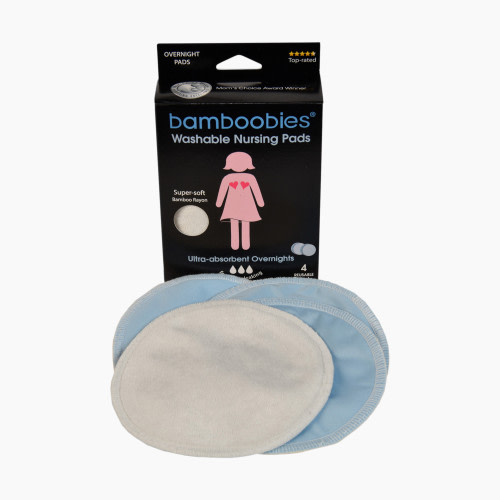 Bamboobies Washable Nursing Pads (2 Pair) Overnight - Blue